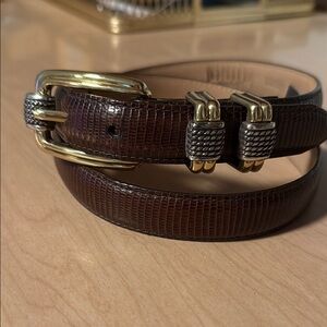 Brighton Brown and Gold Textured Leather Belt